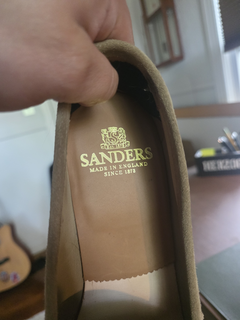 Sanders Men’s Suede Slip-On Loafers in Tan